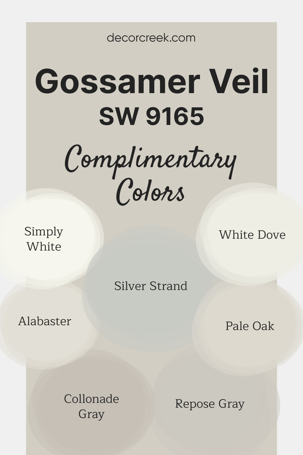 Complimentary Colors for Gossamer Veil SW 9165 Paint Color by Sherwin Williams