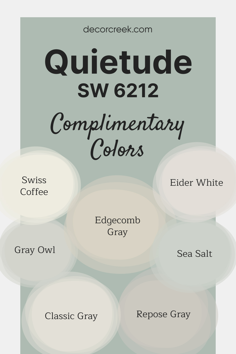 Complimentary Colors for Quietude SW-6212 Paint Color By Sherwin-Williams