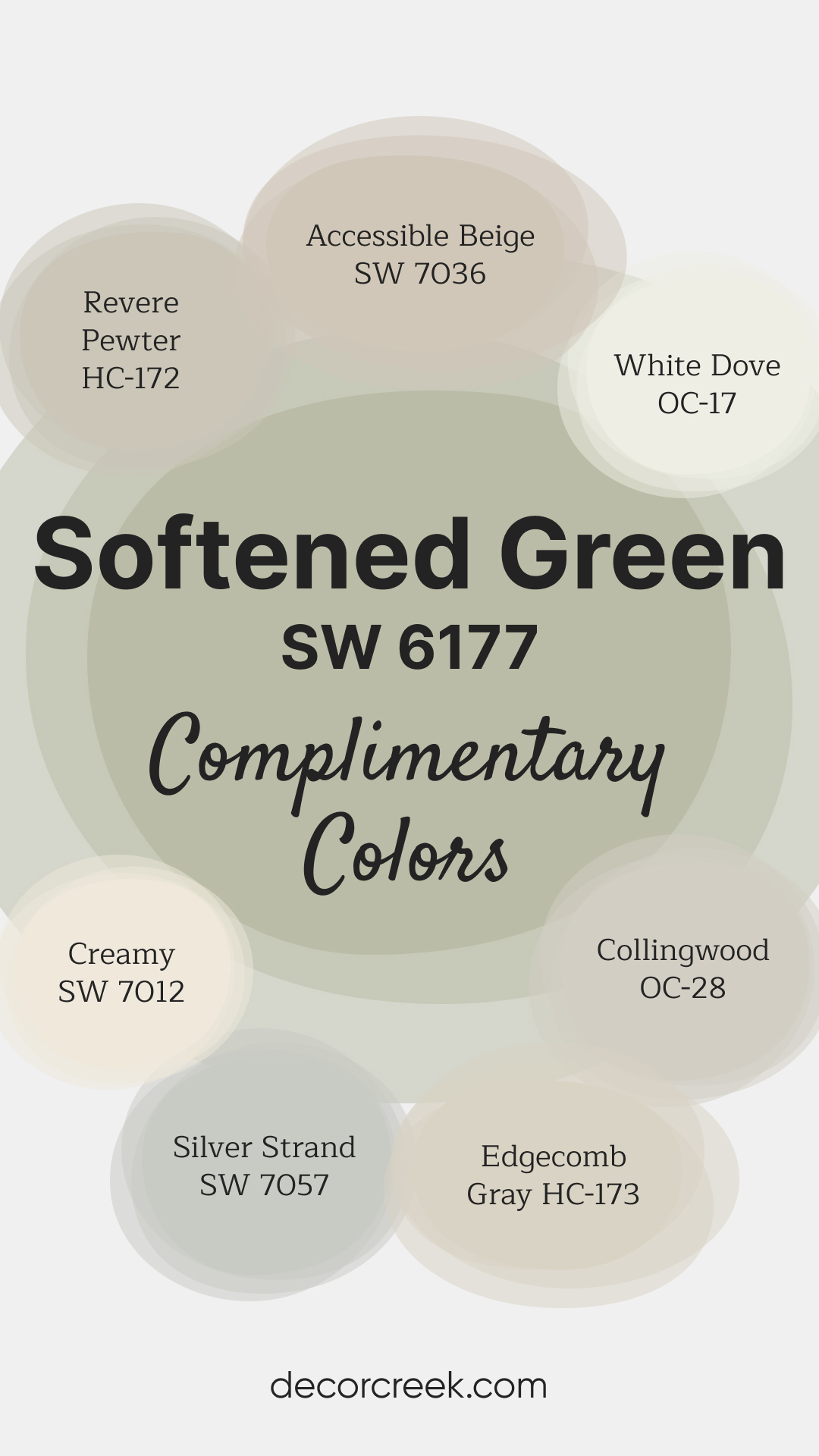 Complimentary Colors for Softened Green SW-6177 Paint Color by Sherwin-Williams