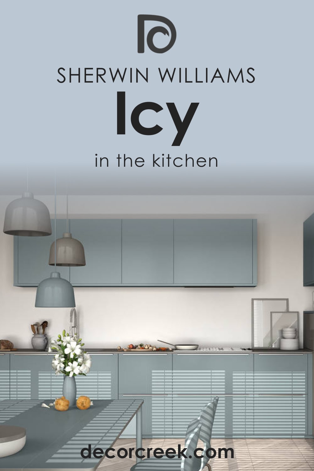 Kitchen with Icy SW-6534 Paint Color