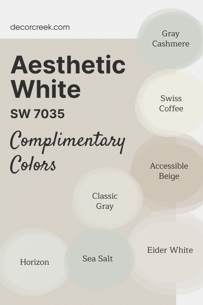 Complimentary Colors for Aesthetic White SW 7035 Paint Color by Sherwin Williams