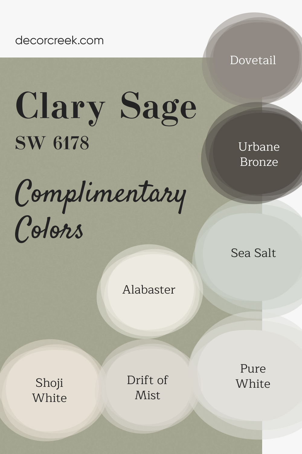 Complimentary Colors for Clary Sage SW-6178 Paint Color by Sherwin-Williams