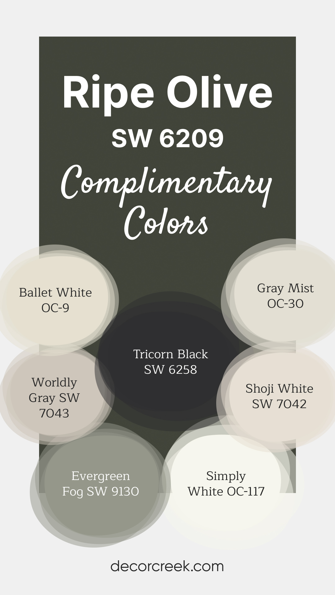 Complimentary Colors for Ripe Olive SW-6209 Paint Color by Sherwin-Williams