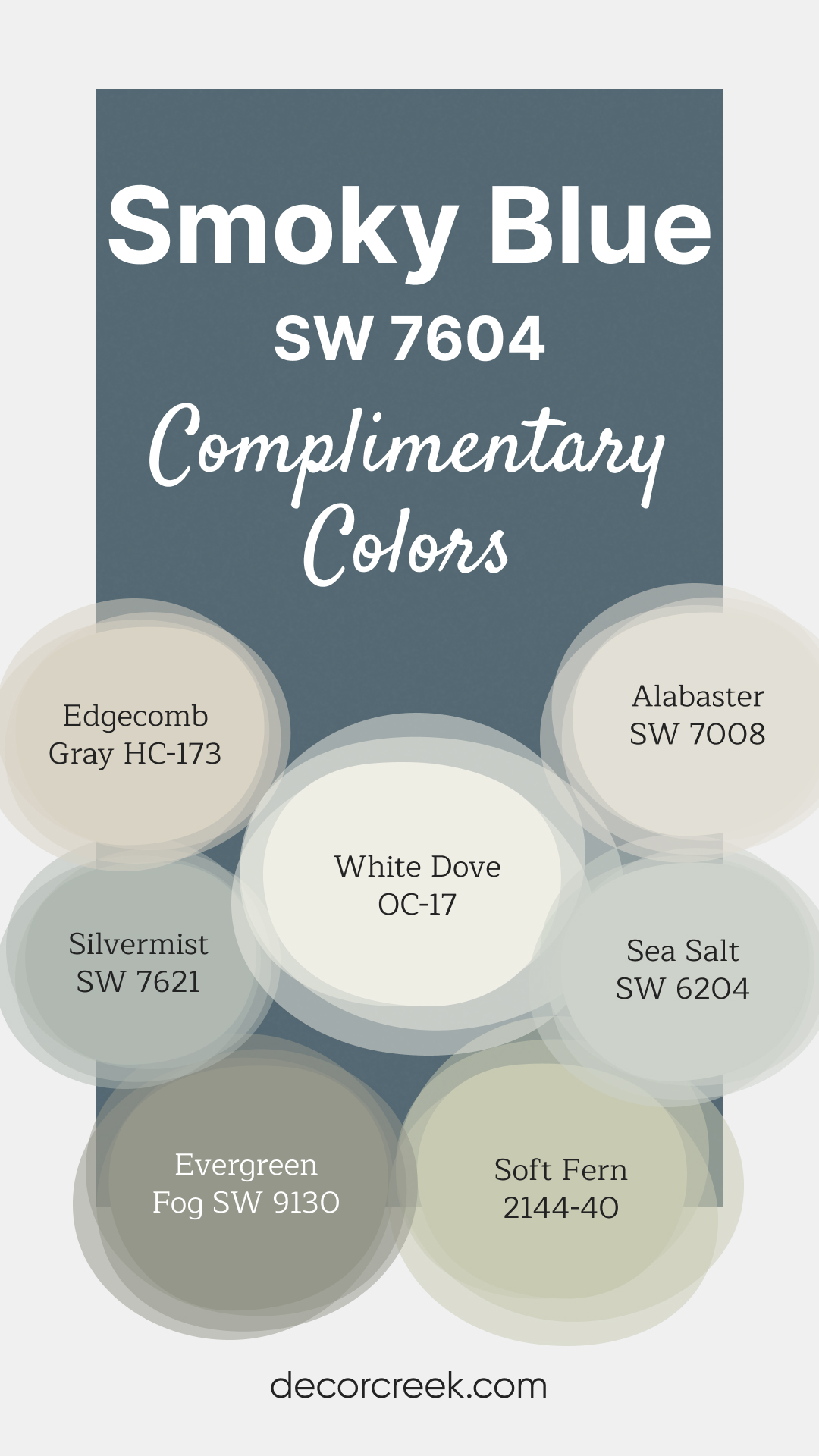 Complimentary Colors for Smoky Blue SW-7604 Paint Color by Sherwin-Williams