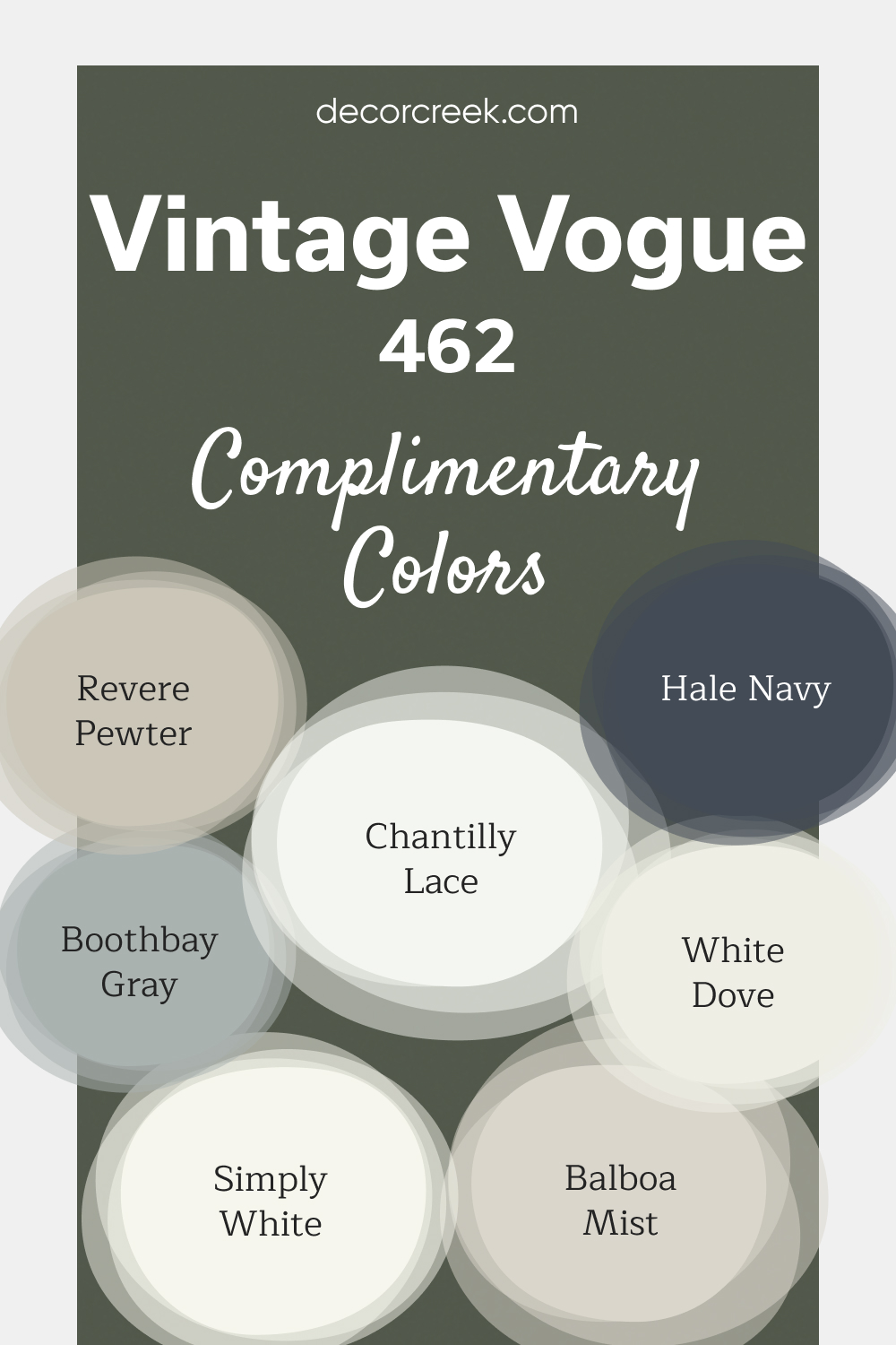 Complimentary Colors for Vintage Vogue 462 Paint Color by Benjamin Moore