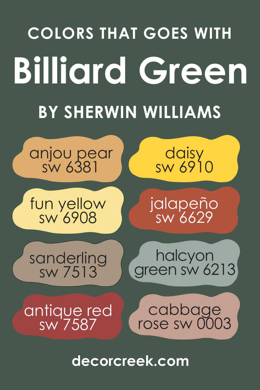 Colors That Go With Billiard Green SW 0016 Paint Color