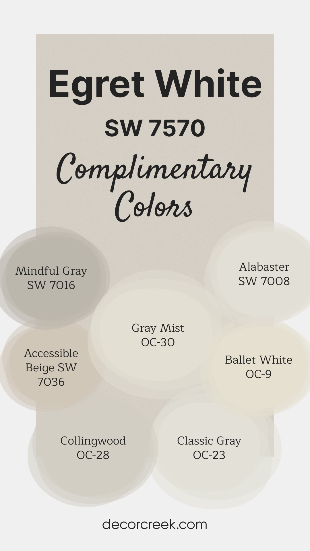 Complimentary Colors for Egret White SW 7570 Paint Color by Sherwin Williams