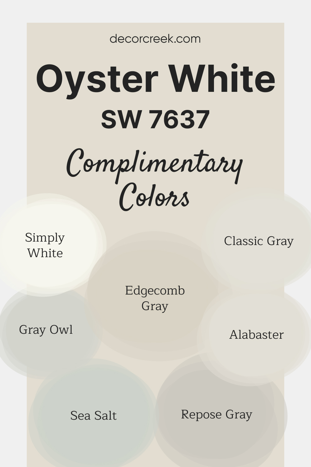 Complimentary Colors for Oyster White SW 7637 Paint Color by Sherwin Williams