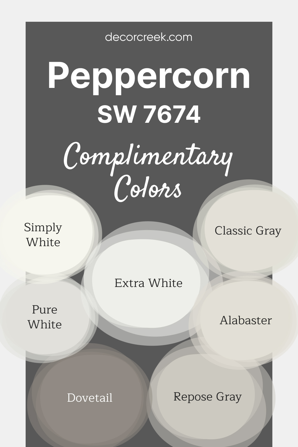 Complimentary Colors for Peppercorn SW 7674 Paint Color by Sherwin Williams