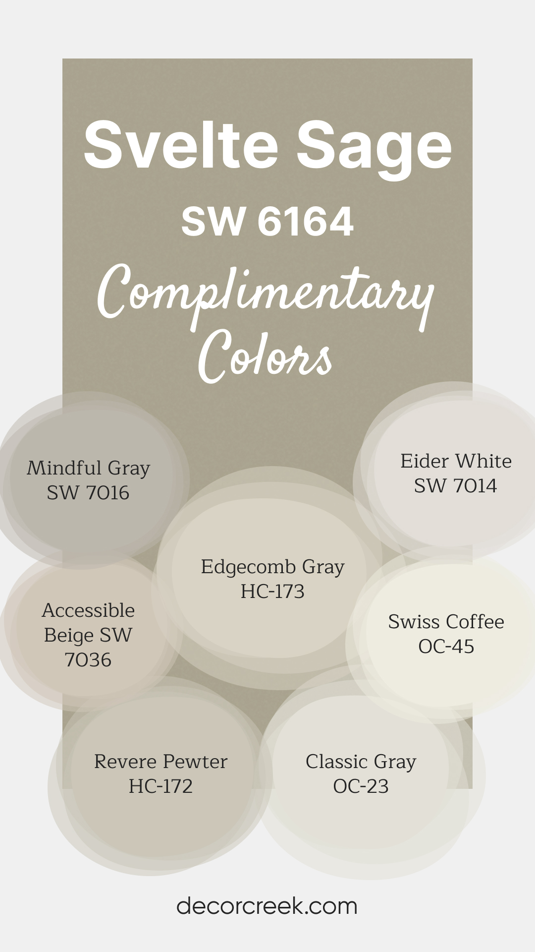 Complimentary Colors for Svelte Sage SW-6164 Paint Color by Sherwin-Williams