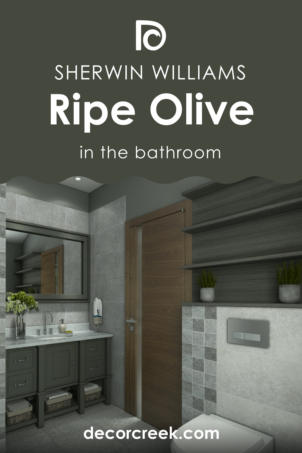 Ripe Olive SW-6209 in Bathroom