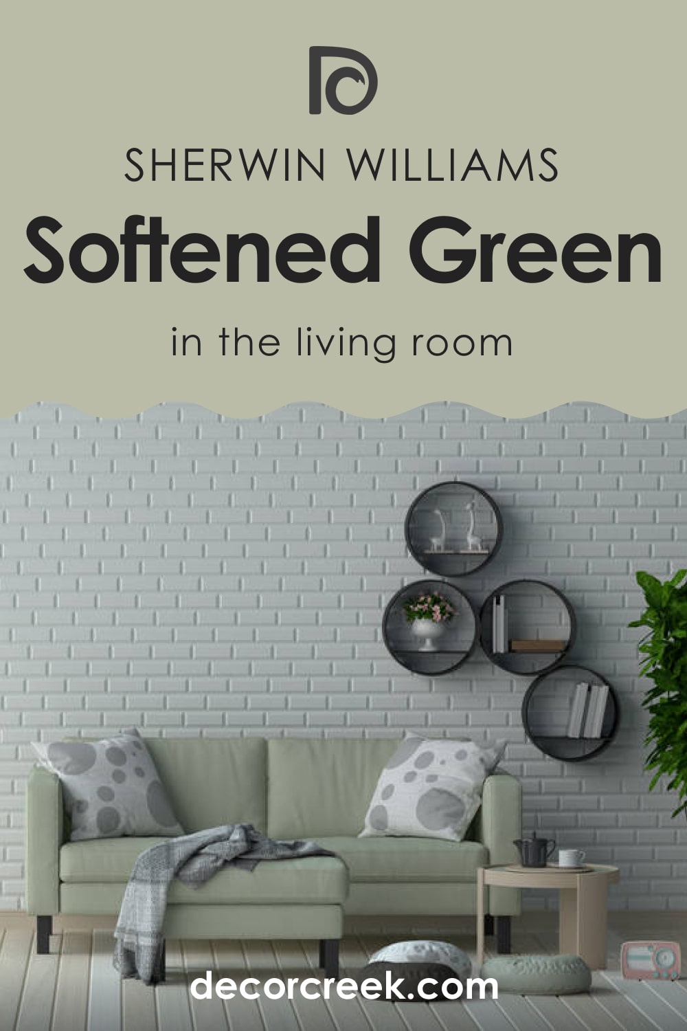 Softened Green SW-6177 in a Living Room