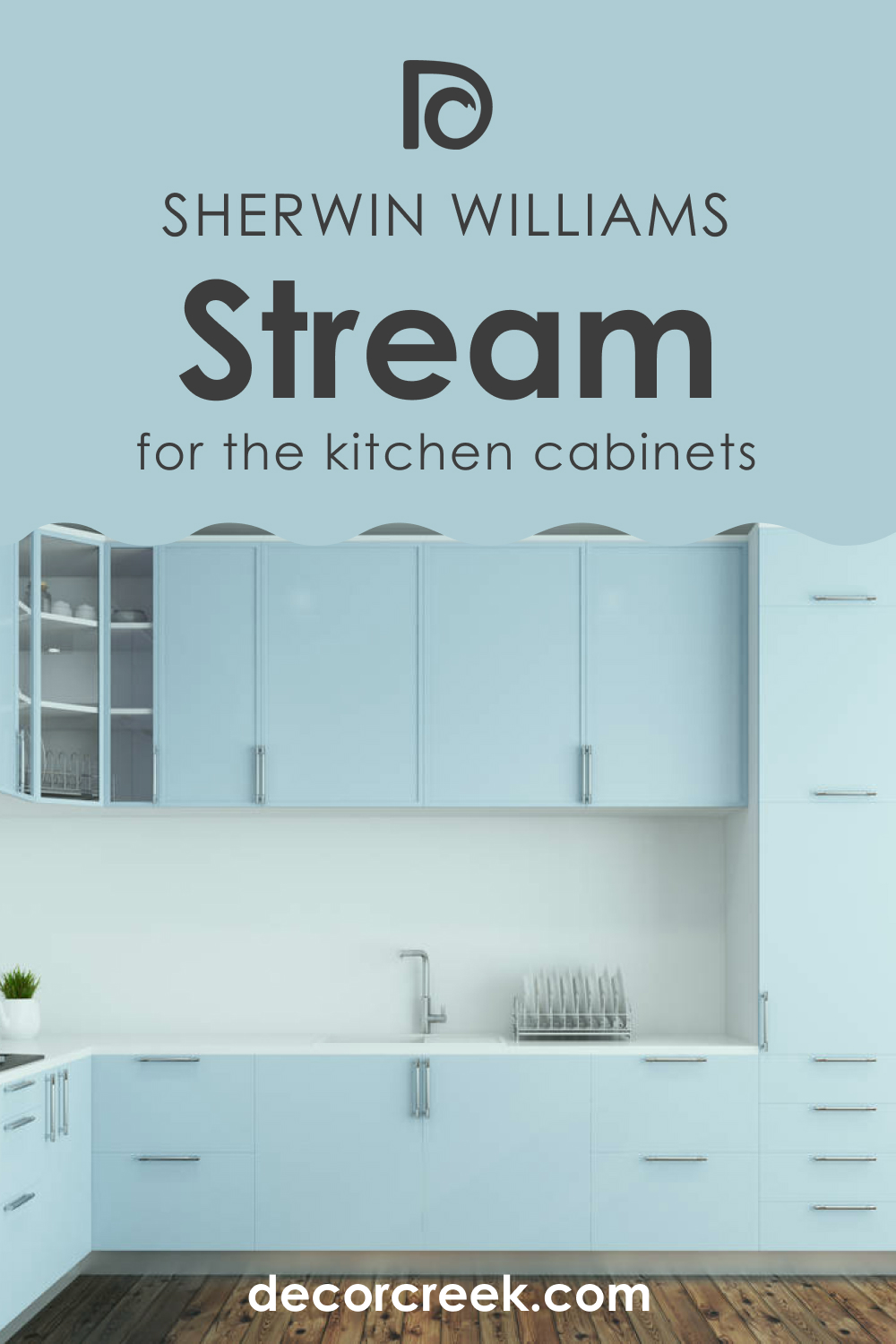 Stream SW 6499 in Kitchen and Kitchen Cabinets