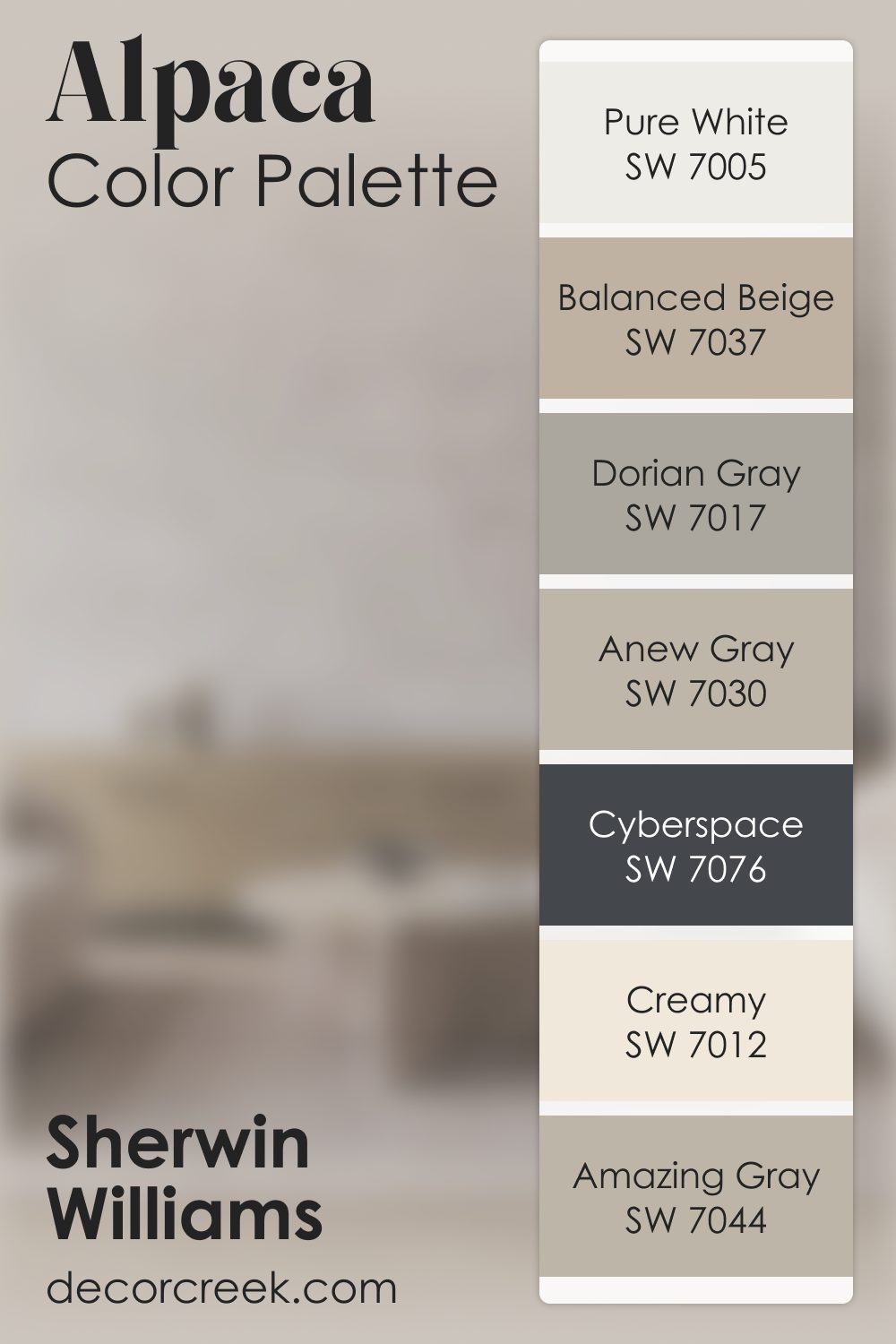 Alpaca SW 7022 by Sherwin Williams Color Palette