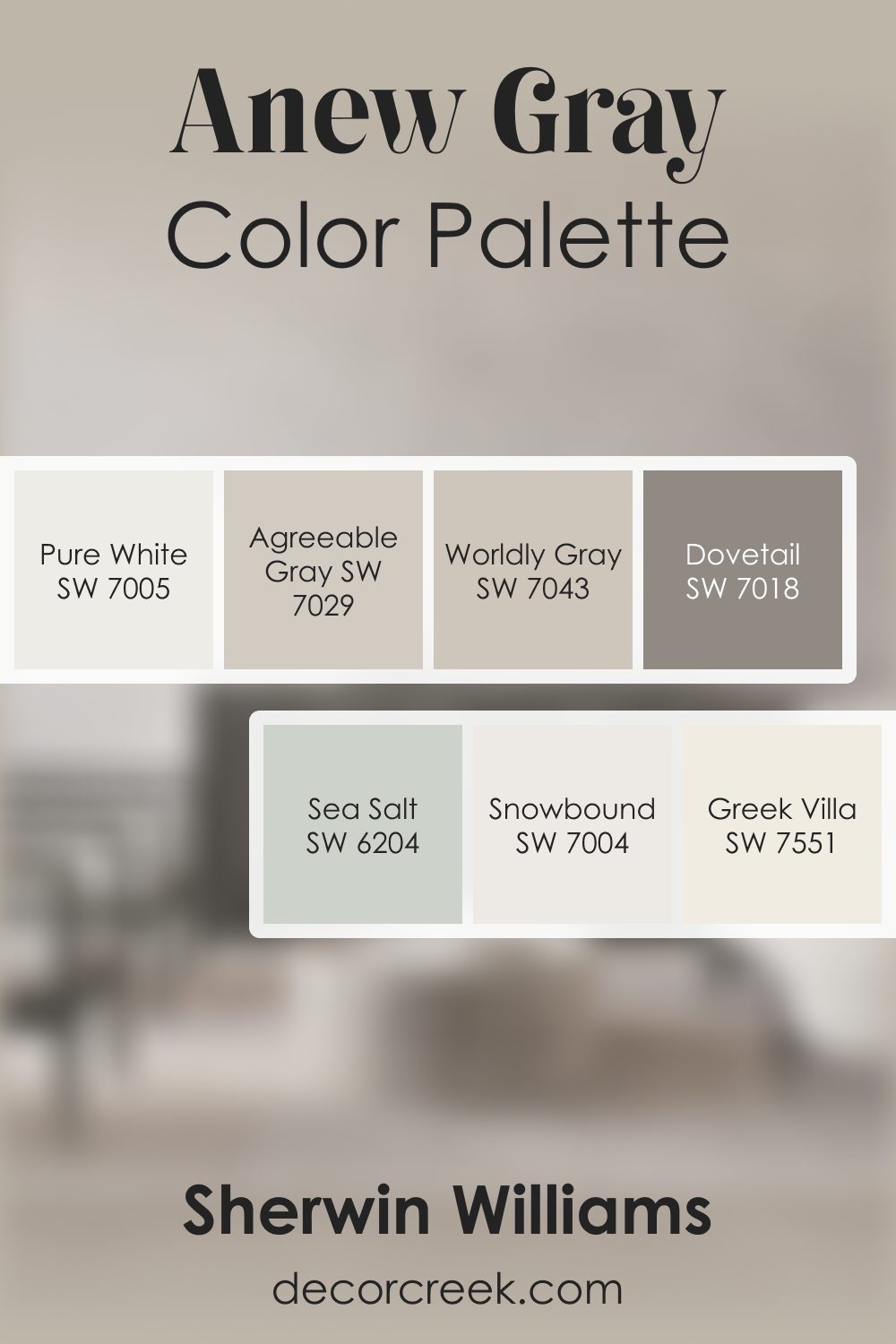 Anew Gray SW 7030 by Sherwin Williams Color Palette