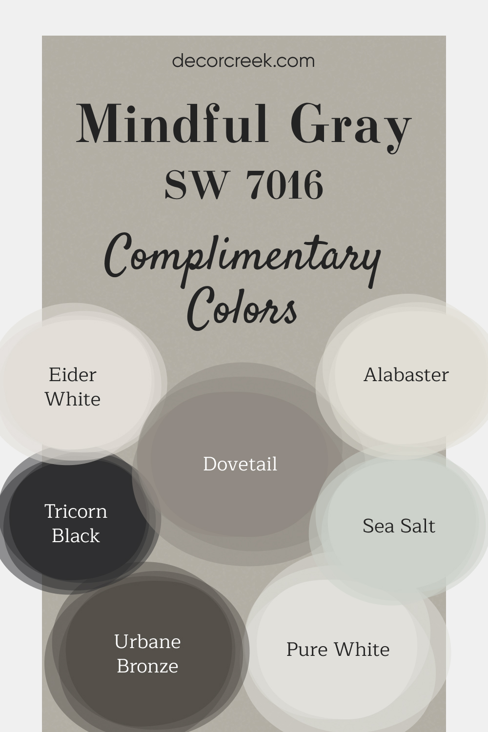 Complimentary Colors for Mindful Gray SW 7016 Paint Color by Sherwin Williams