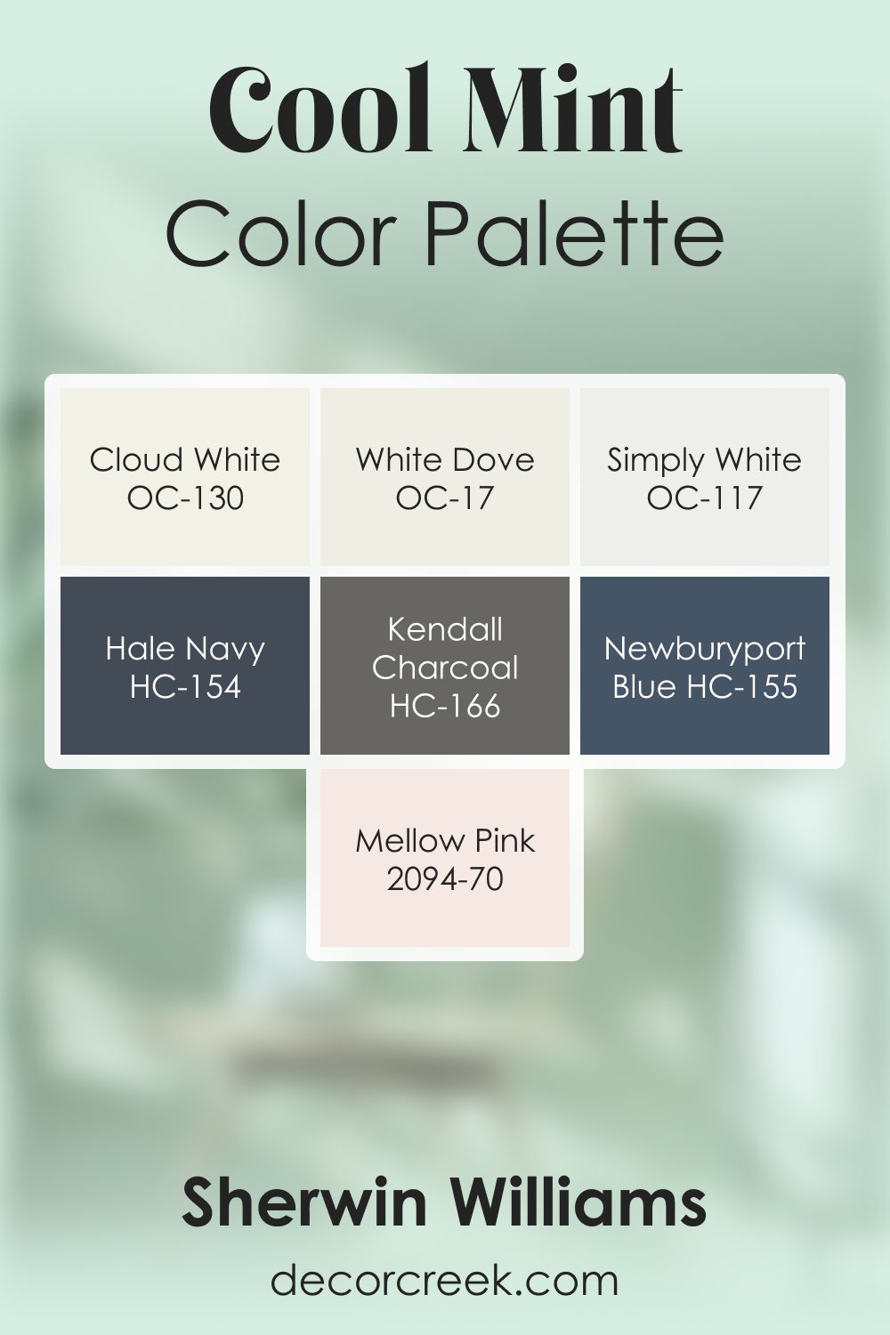 Cool Mint 582 by Benjamin Moore Color Palette