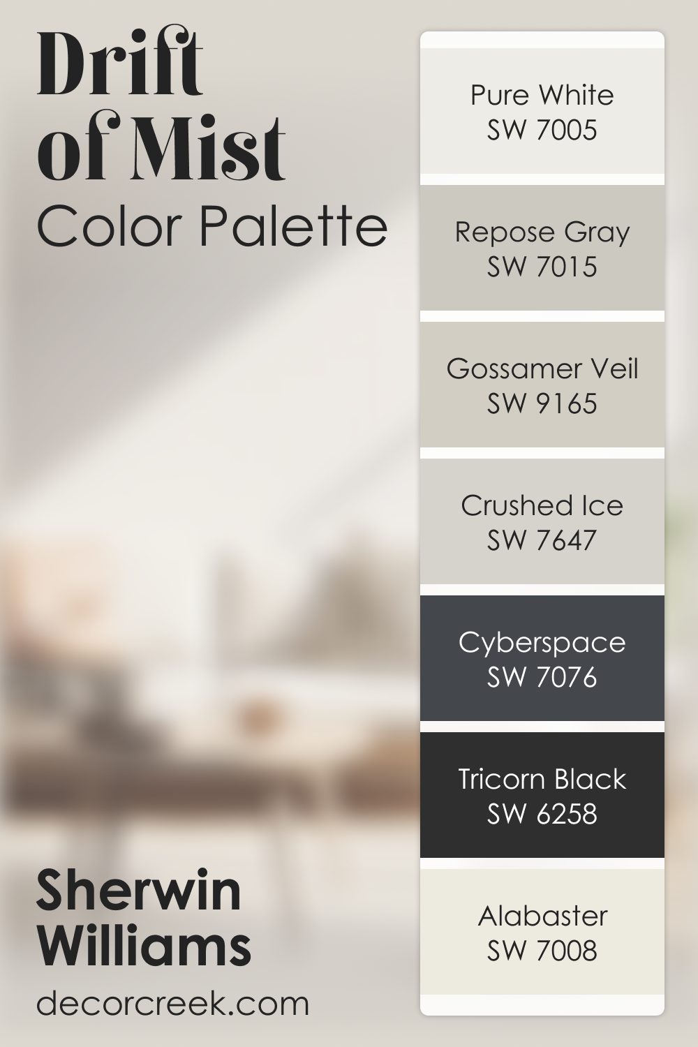 Drift of Mist SW 9166 by Sherwin Williams Color Palette