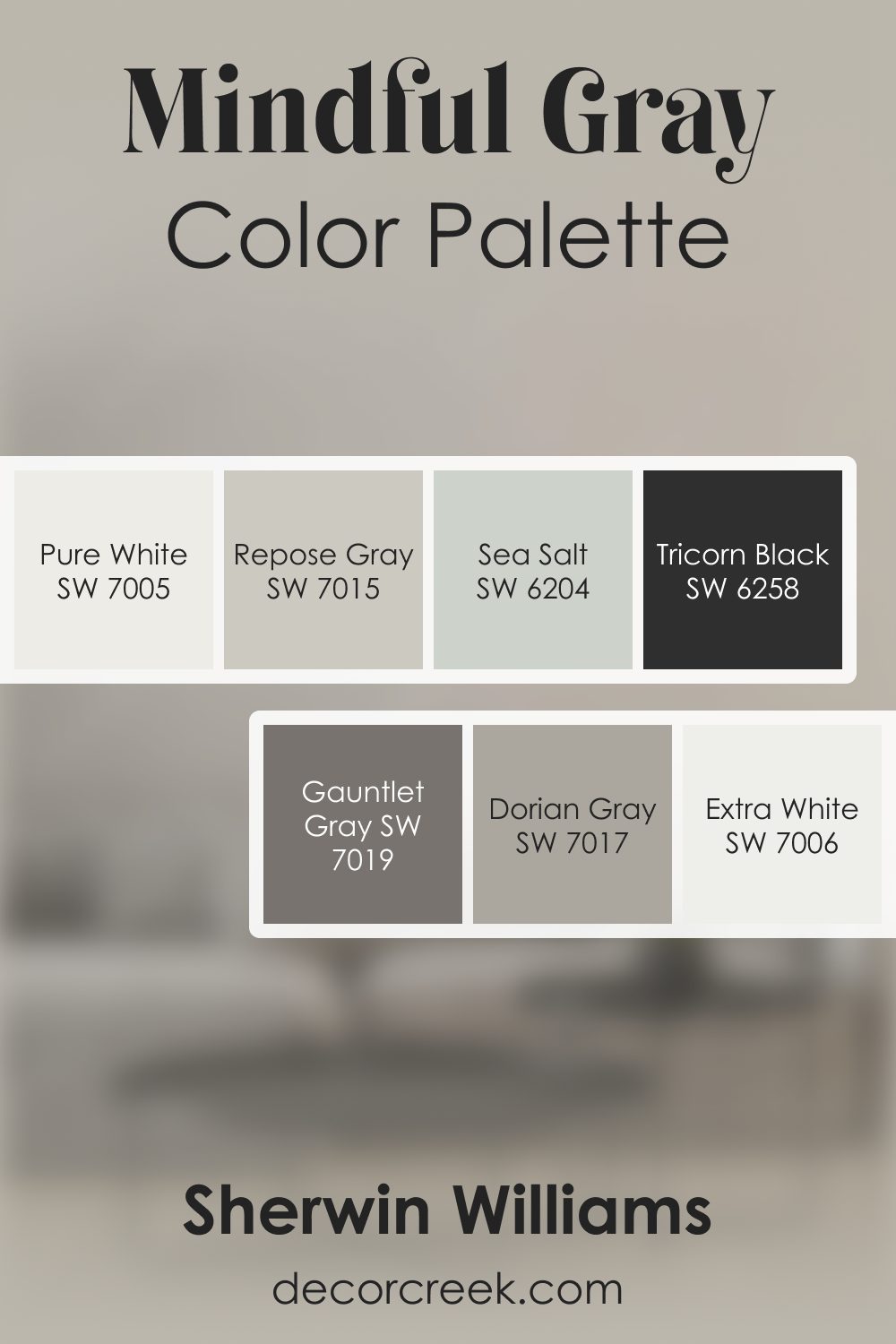 Mindful Gray SW 7016 by Sherwin Williams Color Palette