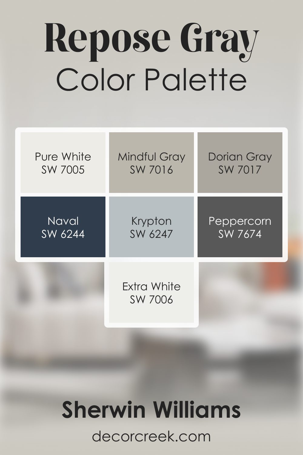 Repose Gray SW 7015 by Sherwin Williams Color Palette