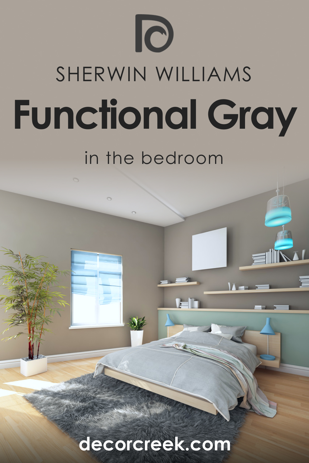 SW 7024 Functional Gray in the Bedroom