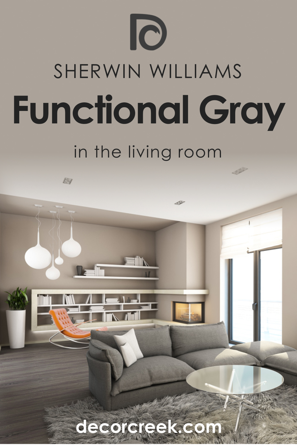 SW 7024 Functional Gray In the Living Room