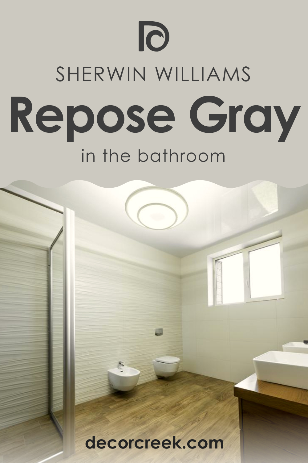 SW 7015 Repose Gray In the Bathroom