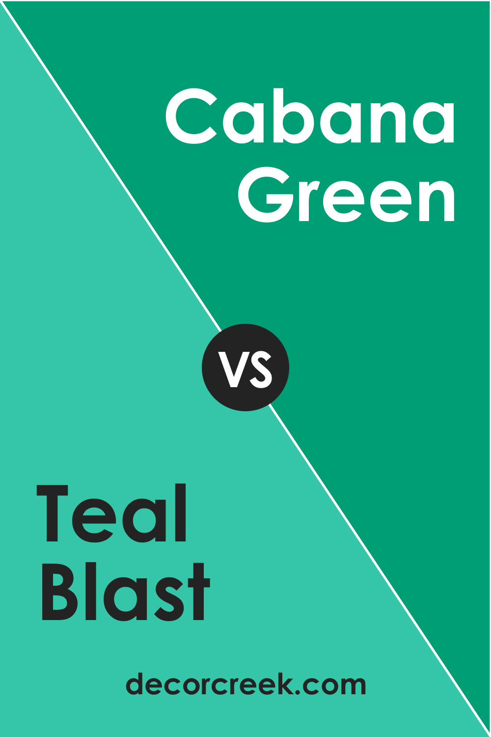 Teal Blast 2039-40 vs. BM 2039-30 Cabana Green