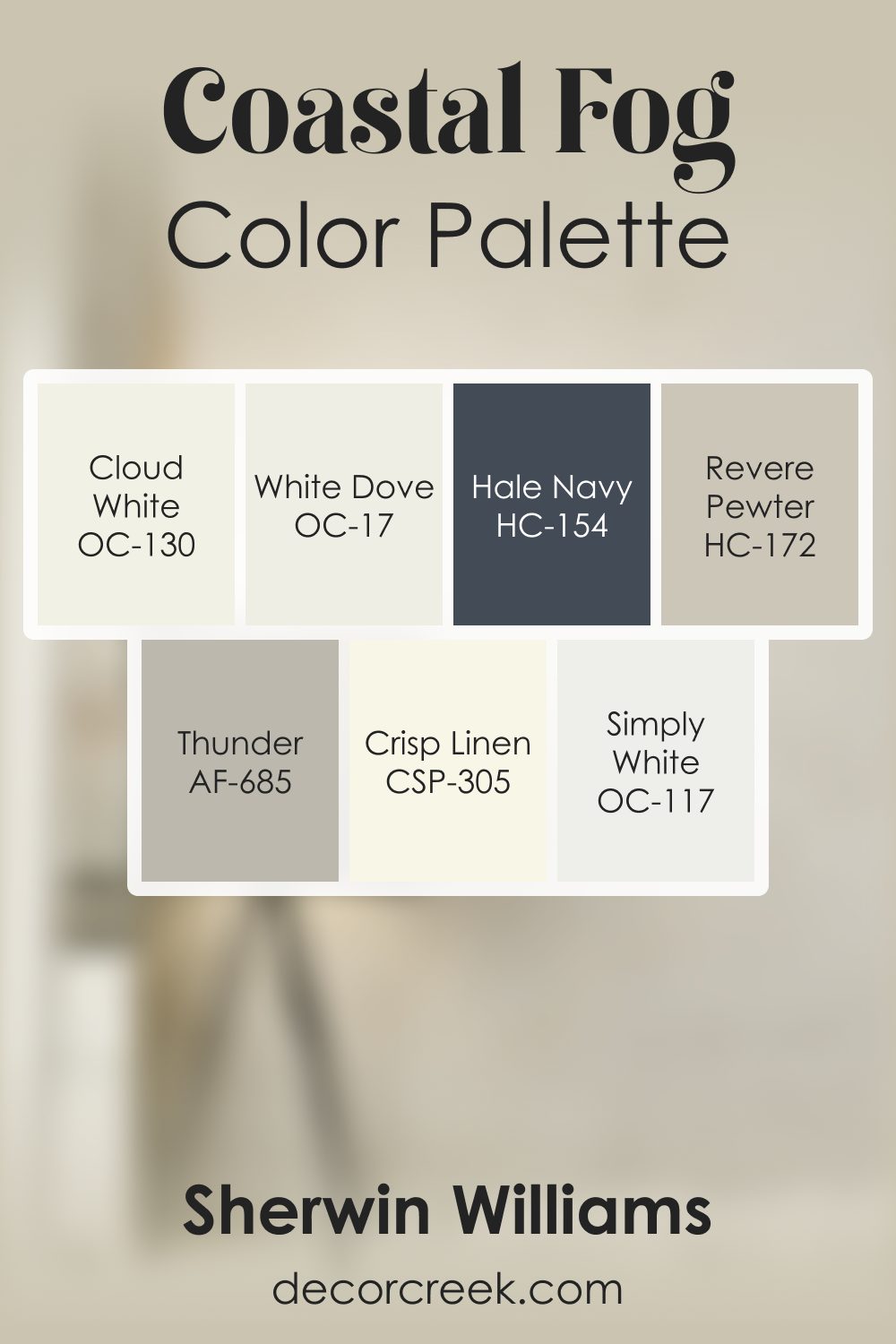 Coastal Fog AC-1 by Benjamin Moore Color Palette