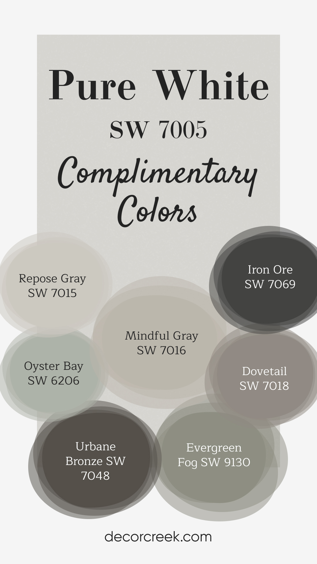 Complimentary Colors for Pure White SW 7005 Paint Color by Sherwin-Williams