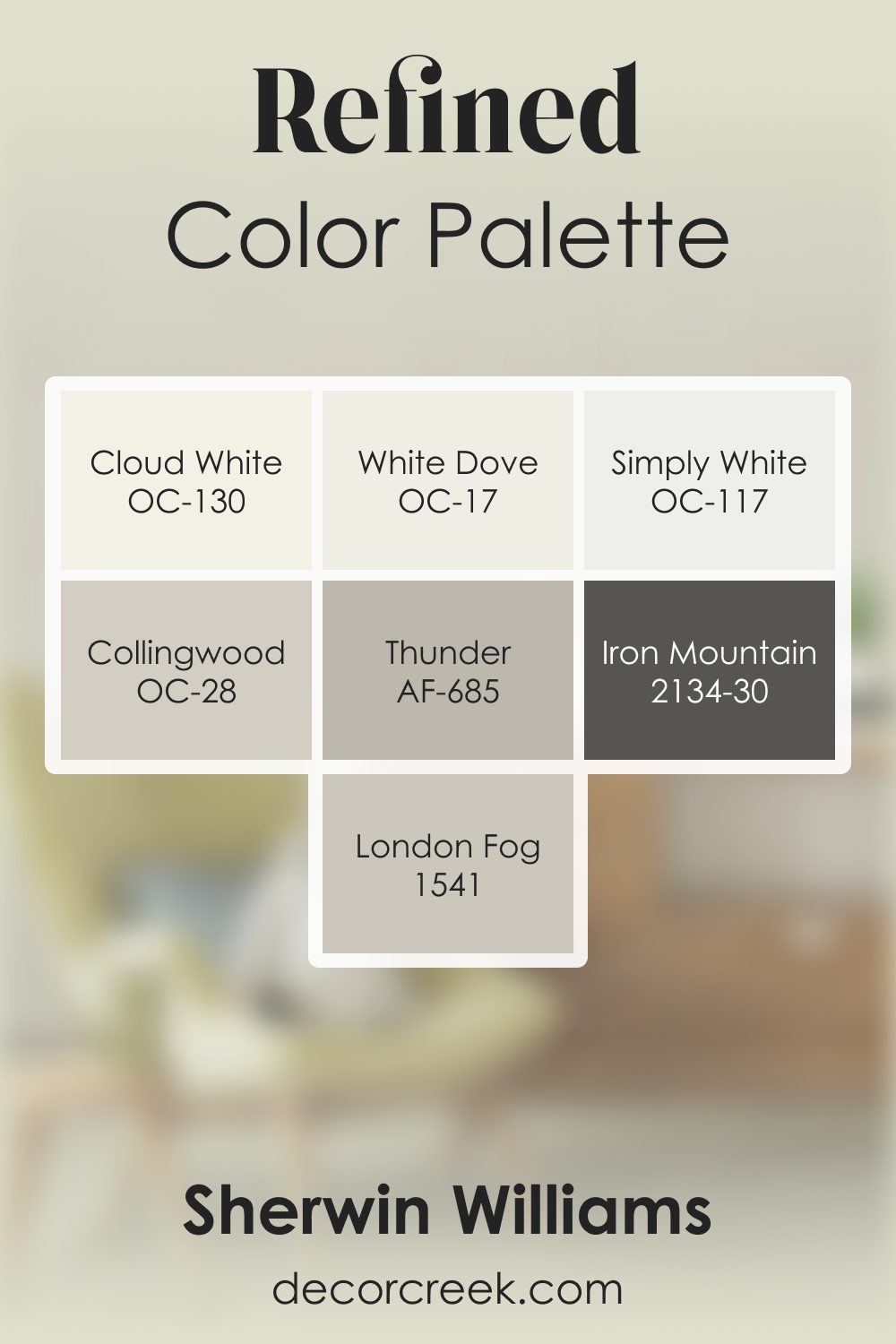 Refined AF-75 by Benjamin Moore Color Palette