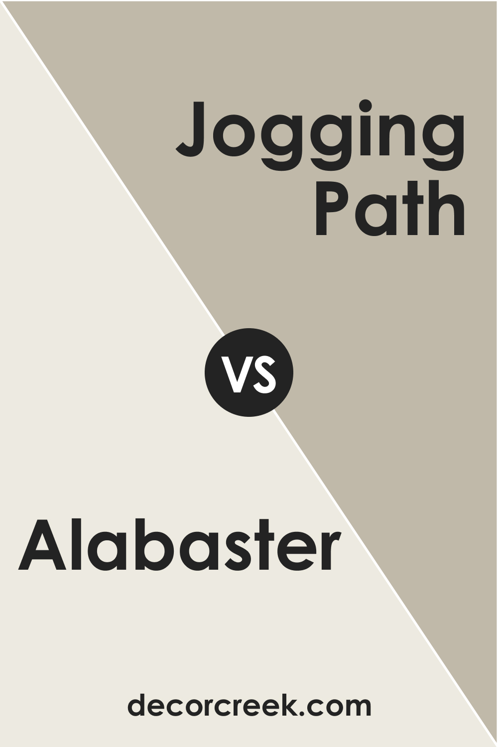 Alabaster (SW 7008) vs Jogging Path (SW 7638)