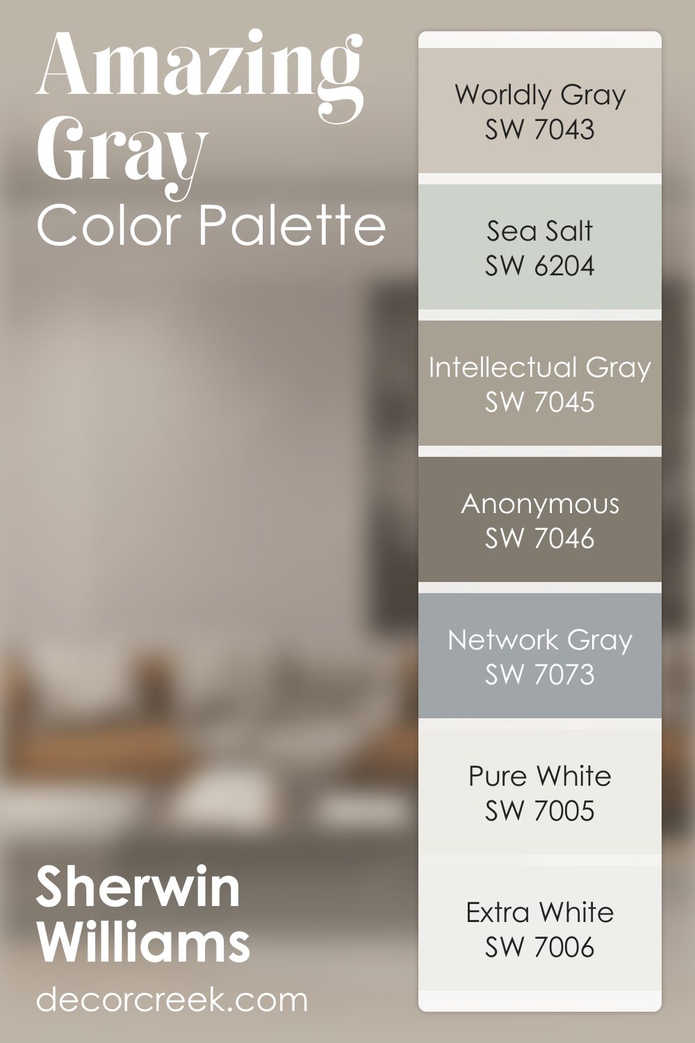 Amazing Gray SW 7044 by Sherwin Williams Color Palette
