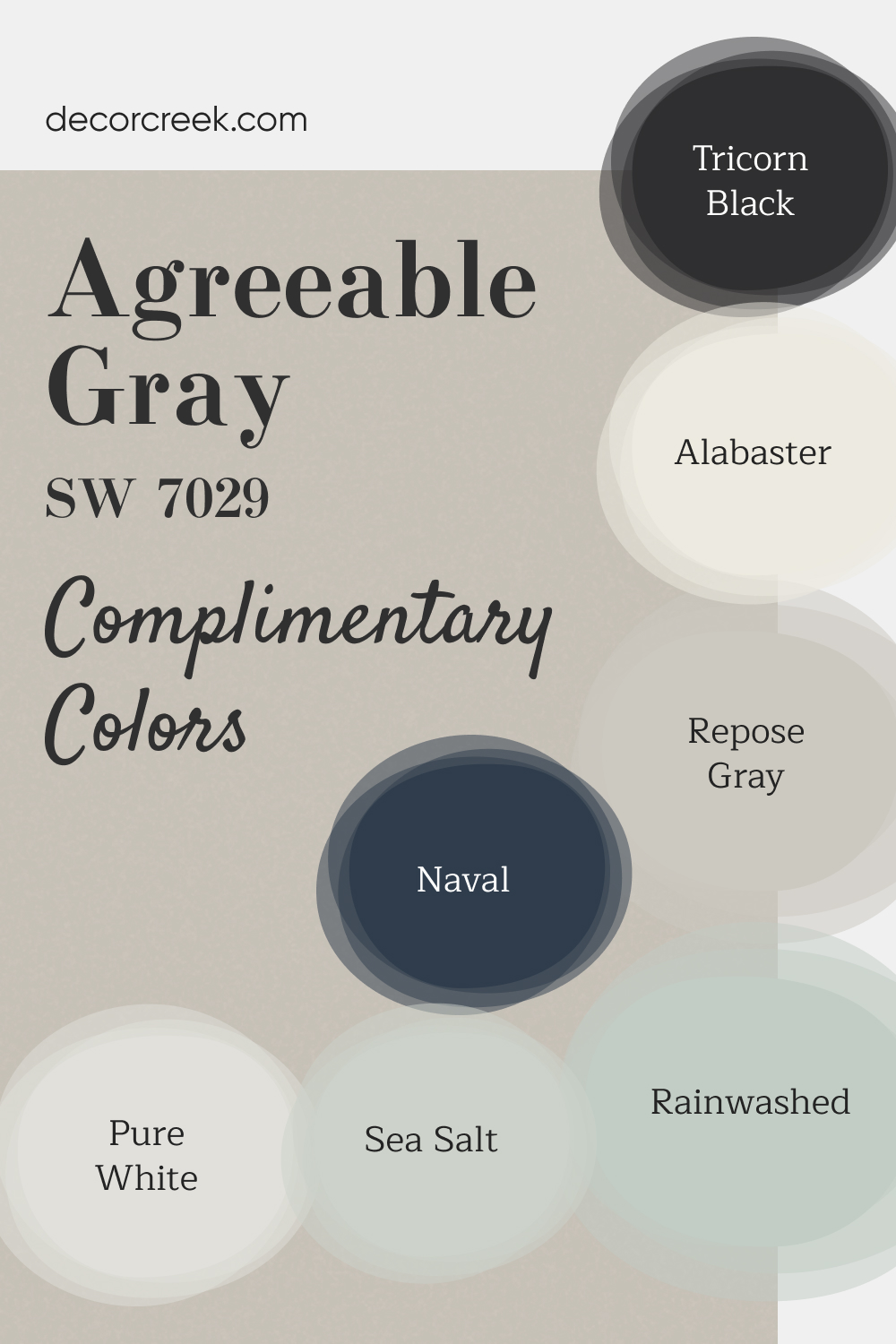 Complimentary Colors for Agreeable Gray SW 7029 Paint Color by Sherwin Williams