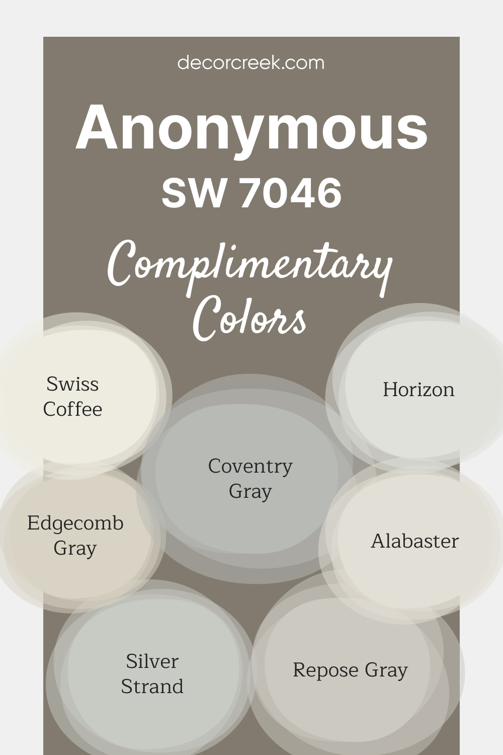 Complimentary Colors for Anonymous SW 7046 Paint Color by Sherwin Williams