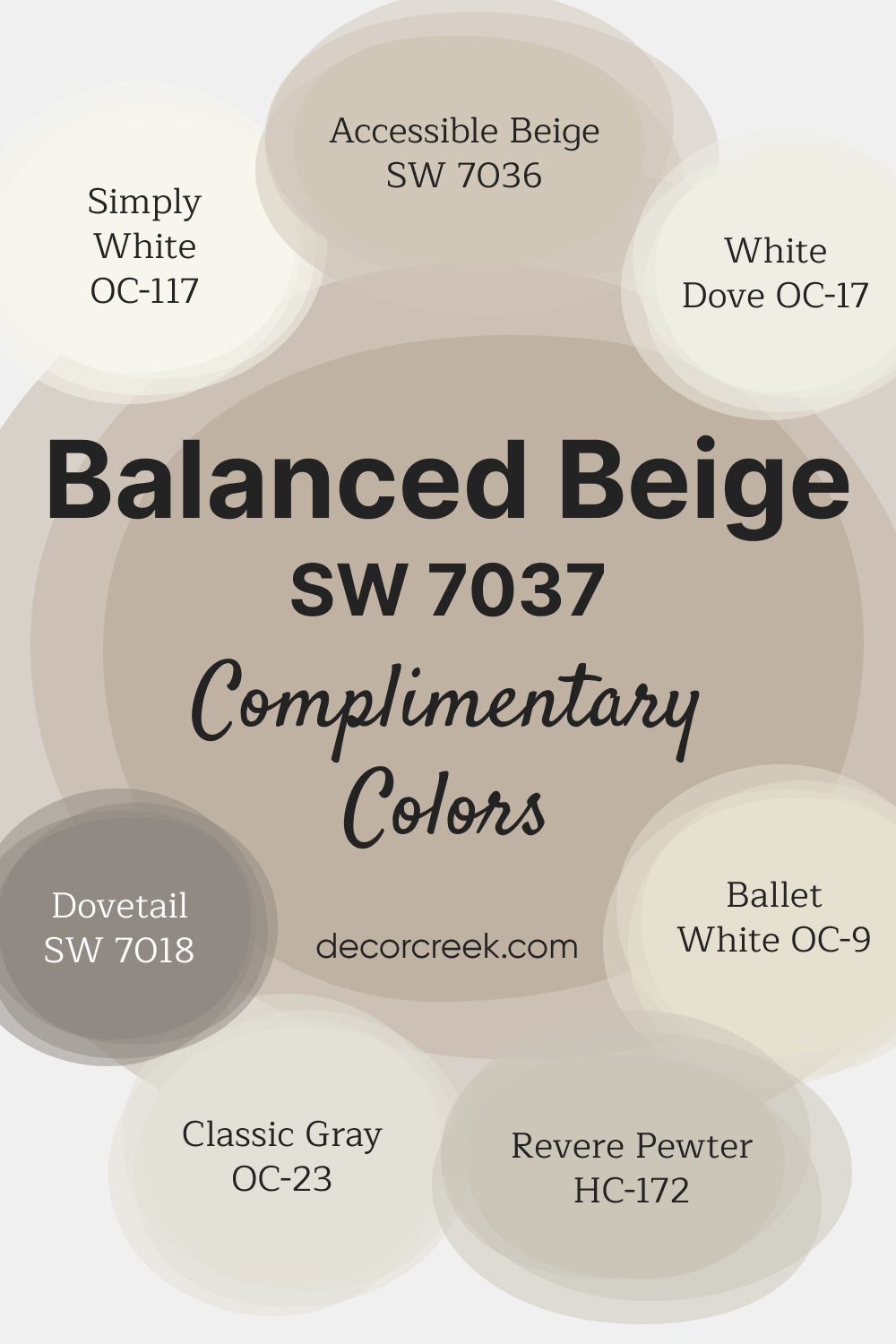 Complimentary Colors for Balanced Beige SW 7037 Paint Color by Sherwin Williams