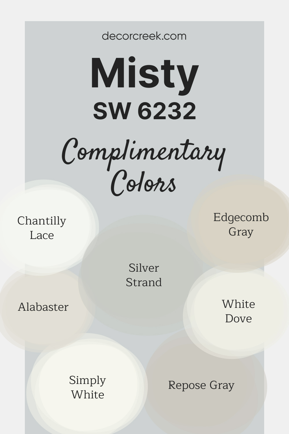 Complimentary Colors for Misty SW 6232 Paint Color by Sherwin-Williams