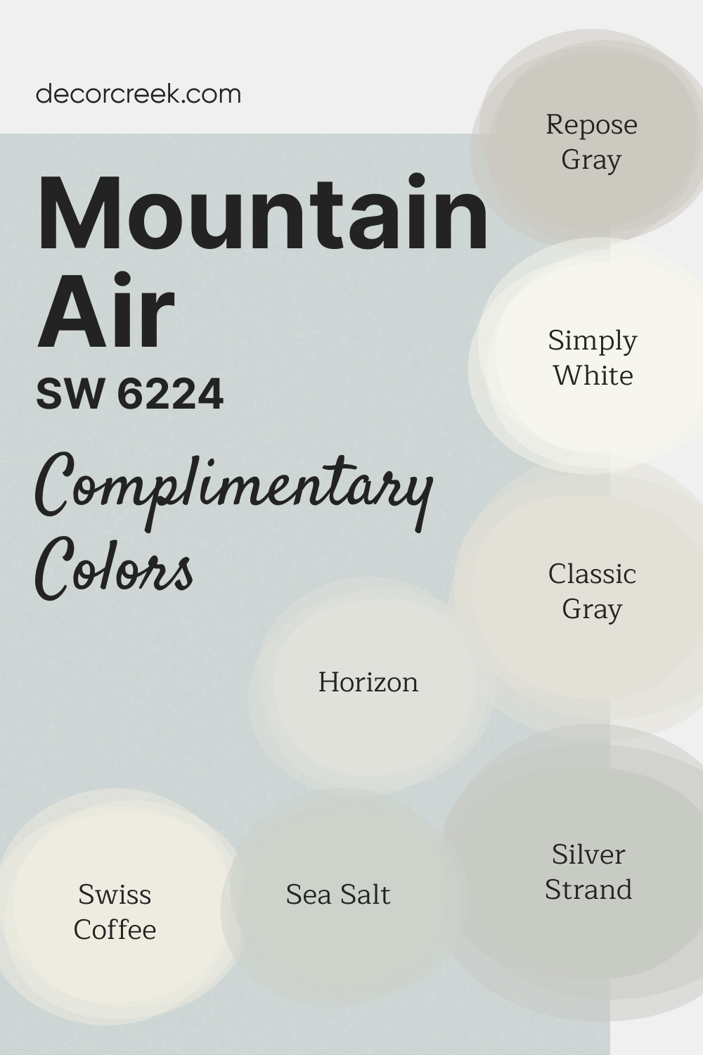 Complimentary Colors for Mountain Air SW-6224 Paint Color by Sherwin-Williams