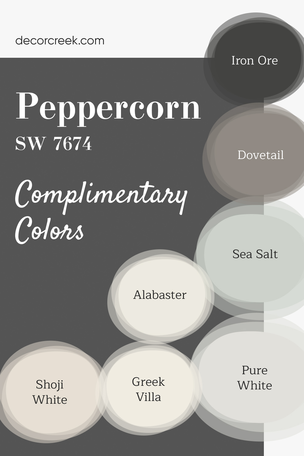 Complimentary Colors for Peppercorn SW 7674 Paint Color by Sherwin Williams