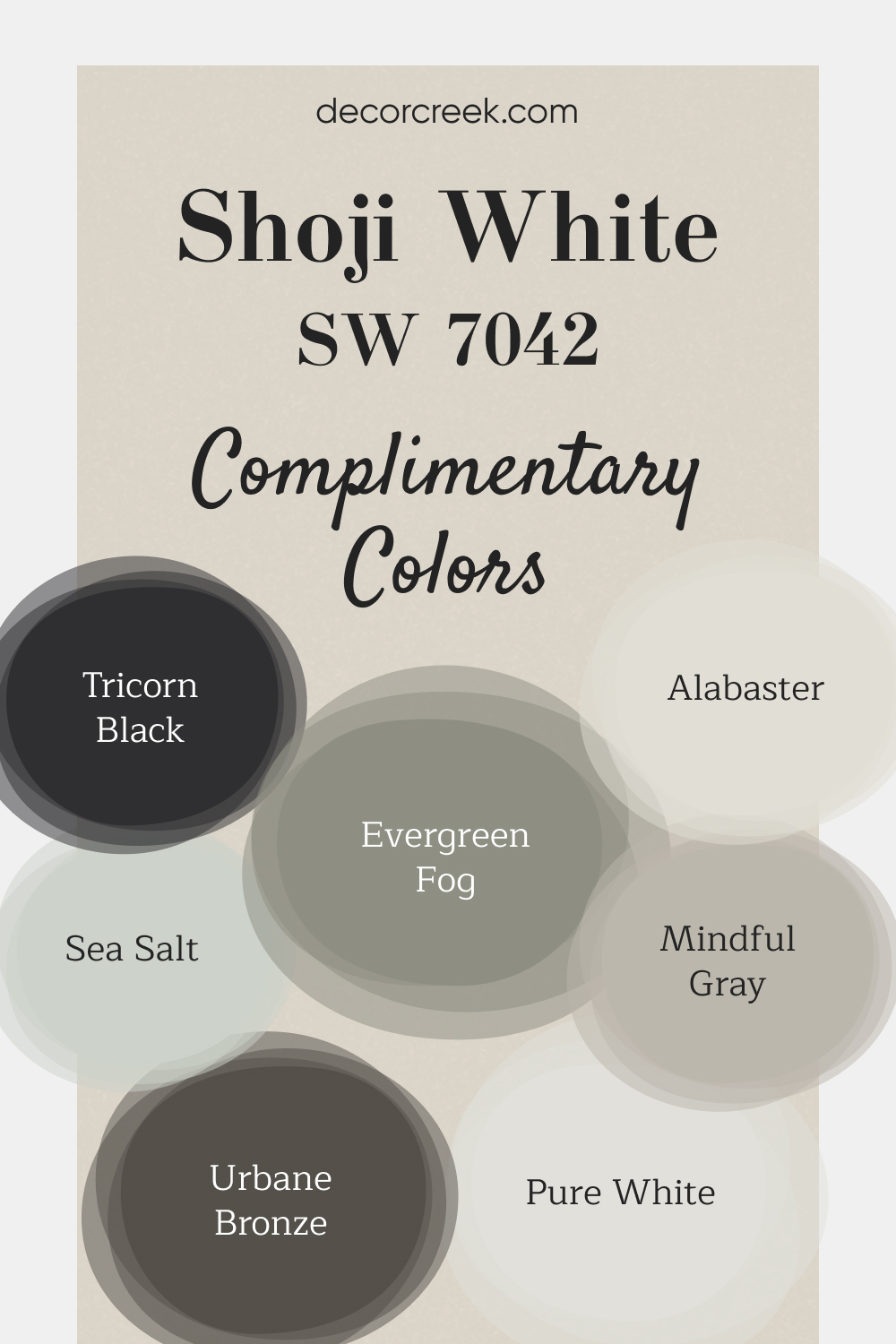 Complimentary Colors for Shoji White SW 7042 Paint Color by Sherwin Williams