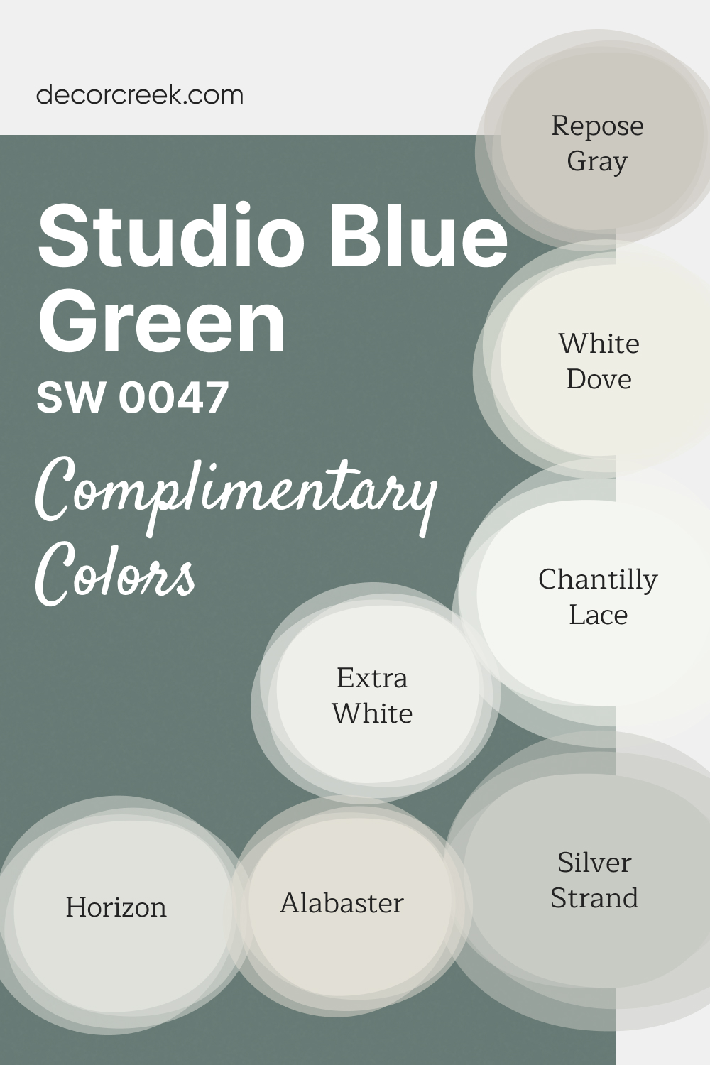 Complimentary Colors for Studio Blue Green SW-0047 By Sherwin-Williams