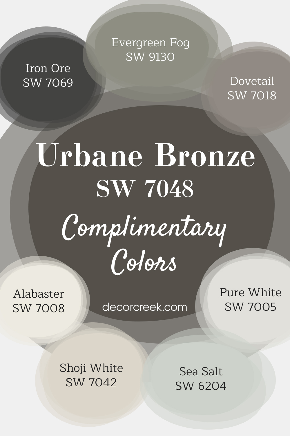 Complimentary Colors for Urbane Bronze SW 7048 Paint Color by Sherwin Williams