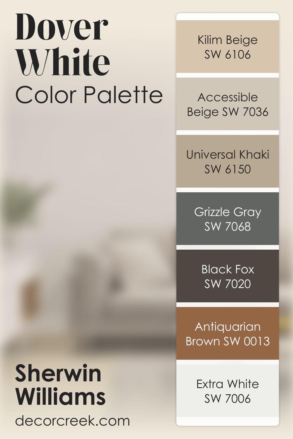 Dover White SW 6385 by Sherwin Williams Color Palette