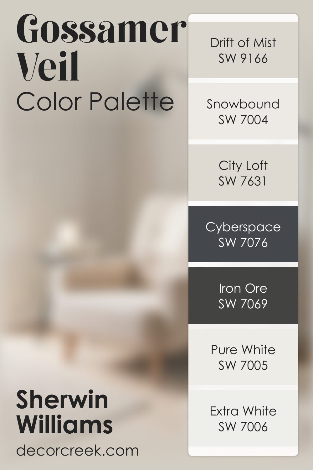 Gossamer Veil SW 9165 by Sherwin Williams Color Palette