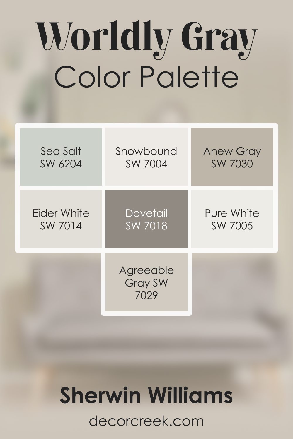 Worldly Gray SW 7043 by Sherwin Williams Color Palette