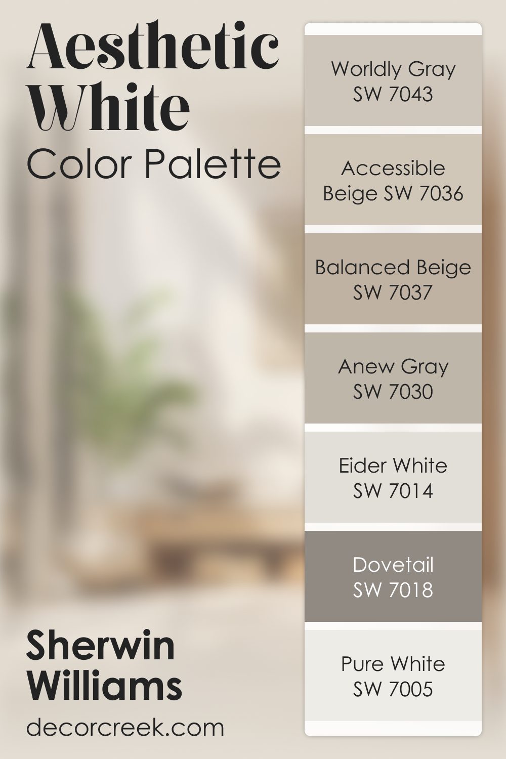 Aesthetic White SW 7035 by Sherwin Williams Color Palette