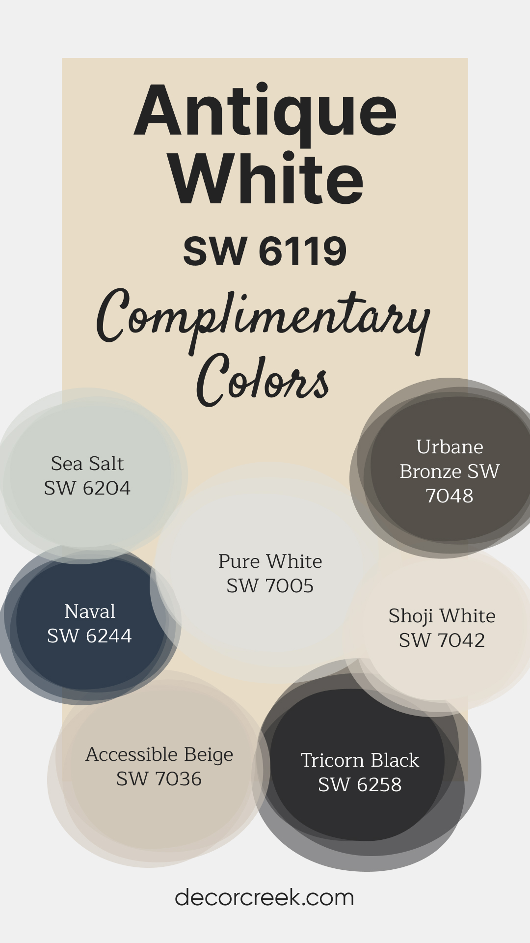 Complimentary Colors for Antique White SW 6119 Paint Color by Sherwin Williams