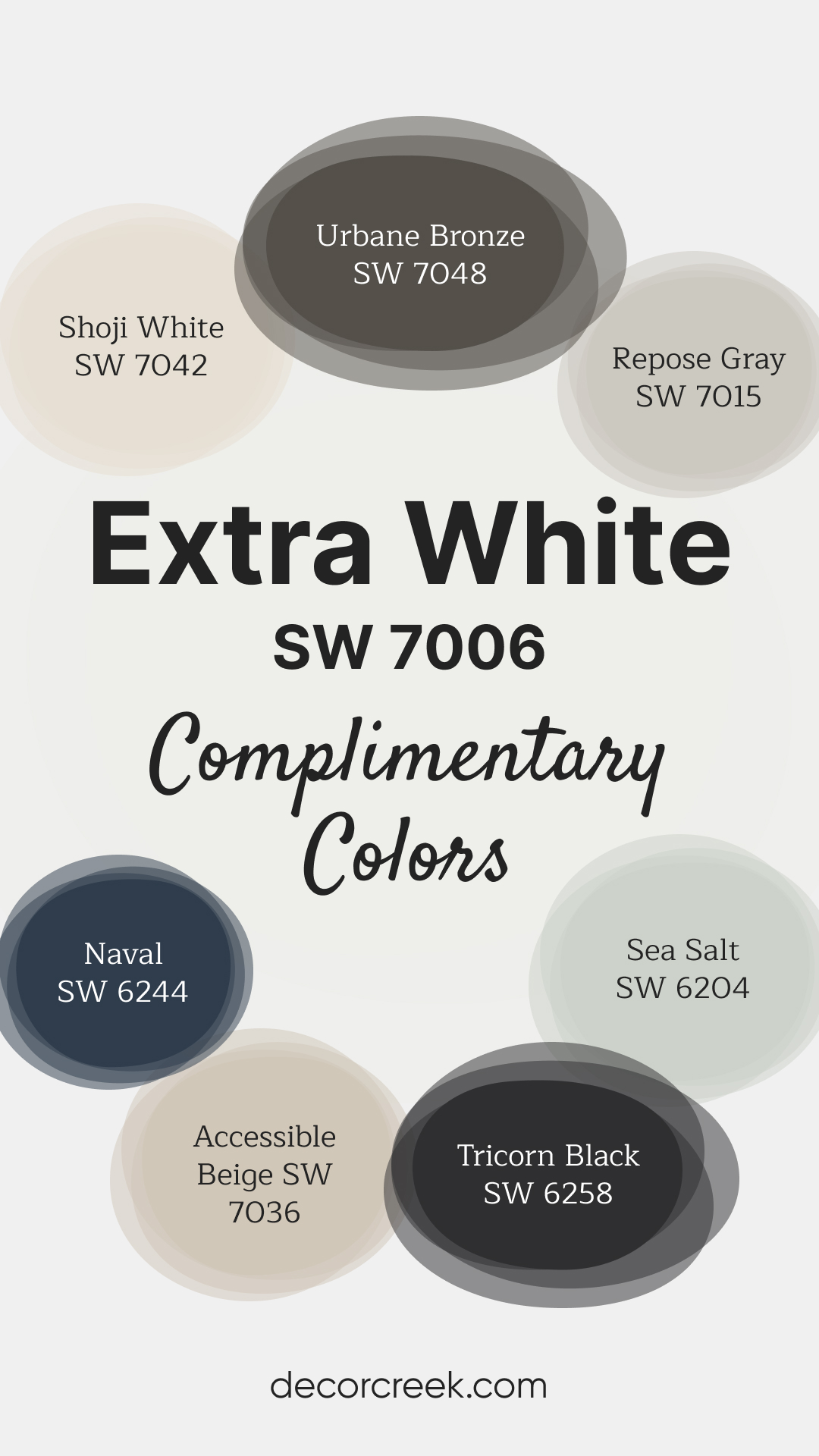 Complimentary Colors for Extra White SW 7006 Paint Color by Sherwin Williams