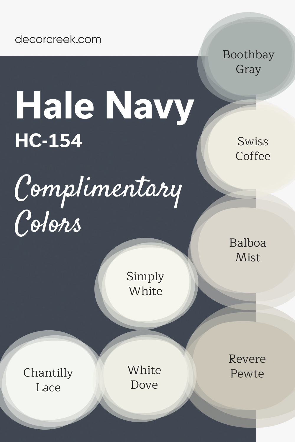 Complimentary Colors for Hale Navy HC-154 Paint Color by Benjamin Moore