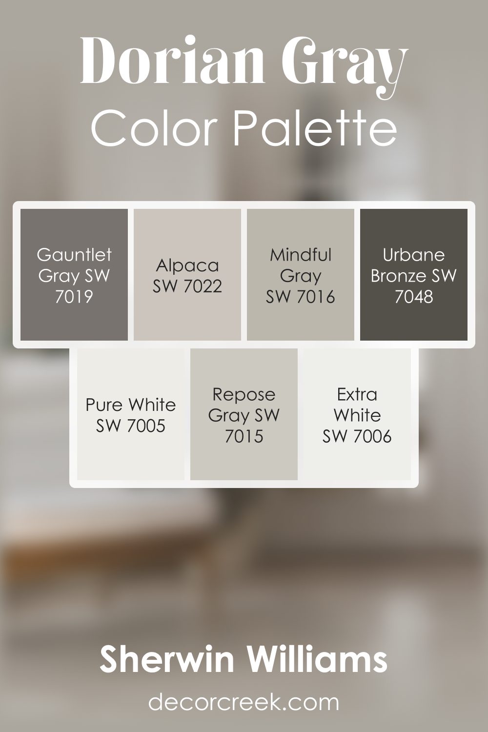 Dorian Gray SW 7017 by Sherwin Williams Color Palette